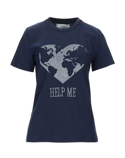 Shop Alberta Ferretti Woman T-shirt Midnight Blue Size M Organic Cotton