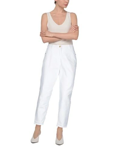 Shop Manila Grace Woman Pants White Size 4 Cotton, Elastane