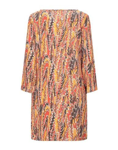 Shop Attic And Barn Woman Short Dress Apricot Size 10 Viscose In Orange