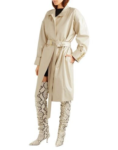 Shop Alexandre Vauthier Woman Overcoat & Trench Coat Ivory Size 2 Lambskin In White