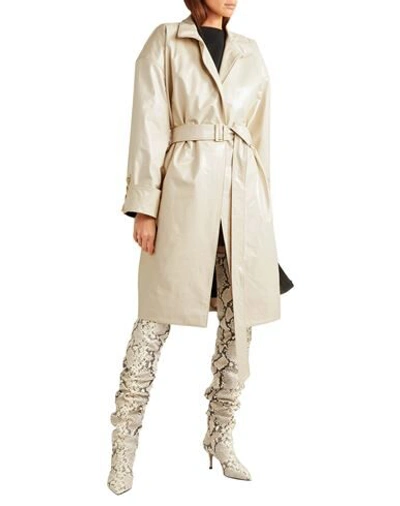 Shop Alexandre Vauthier Woman Overcoat & Trench Coat Ivory Size 2 Lambskin In White