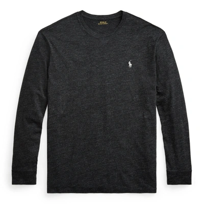 Shop Ralph Lauren Classic Fit Jersey Long-sleeve T-shirt In Black Marl Heather/grey