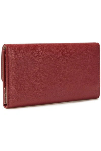 Shop Burberry Pebbled-leather Wallet In Crimson