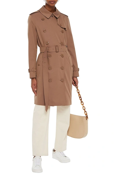 Shop Burberry Double-breasted Cotton-gabardine Trench Coat In Brown