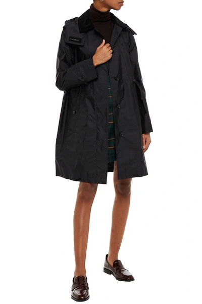 Shop Burberry Corduroy-trimmed Shell Trench Coat In Black