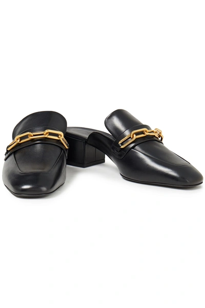 Shop Burberry Embellished Leather Mules In Black