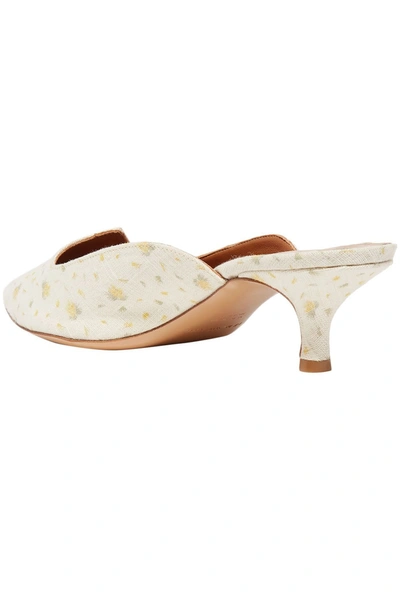 Shop Le Monde Beryl + Sleeper Floral-print Linen-canvas Mules In Off-white