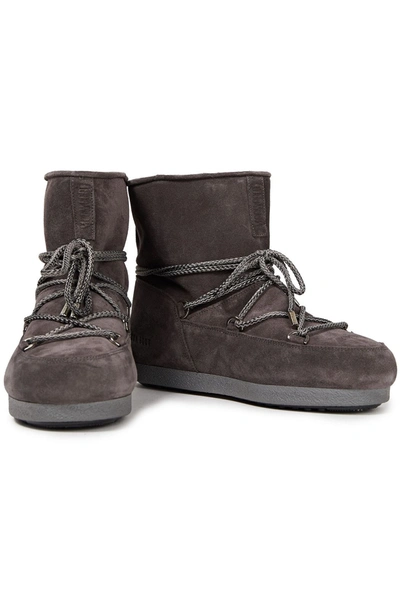Far Side Low Lace up Suede Snow Boots In Dark Gray