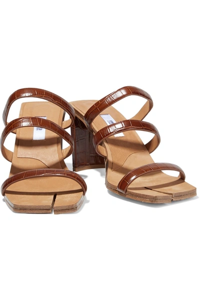 Shop Miista Joanne Croc-effect Leather Sandals In Brown