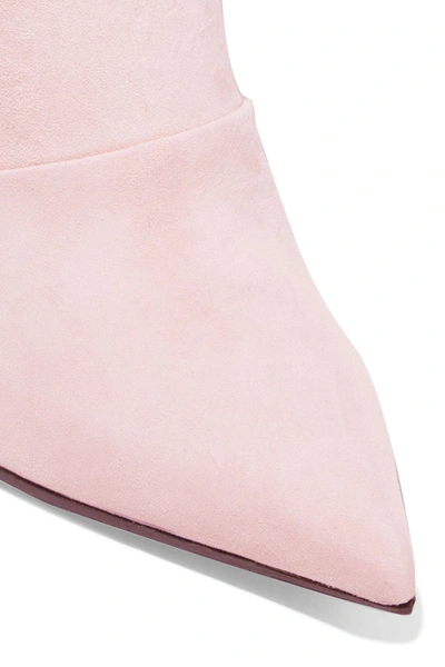 Shop Balmain Amazone Suede Over-the-knee Boots In Pastel Pink
