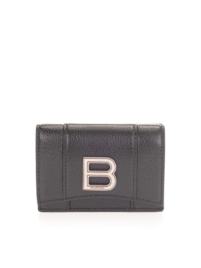 Shop Balenciaga Mini Hourglass Wallet In Black