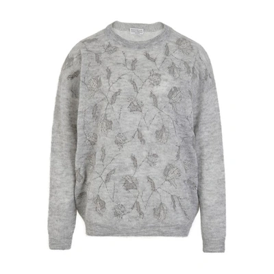 Shop Brunello Cucinelli Alpaca And Mohair Sweater In Pebble
