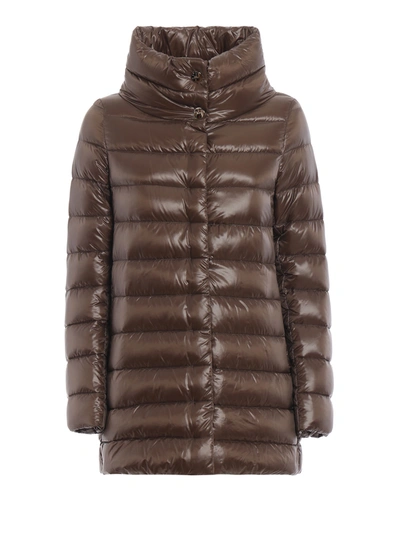 Herno Brown "iconic Amelia" Down Jacket In Brown