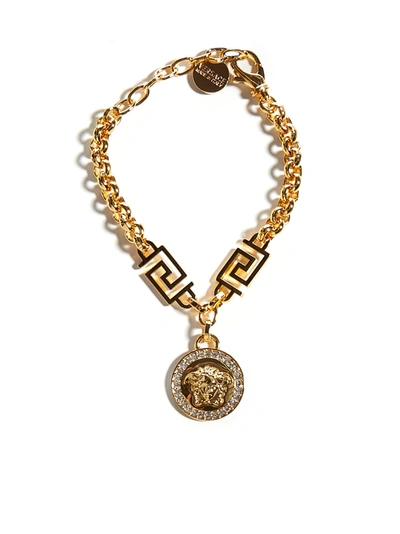 Shop Versace Bracelet In Bianco Oro