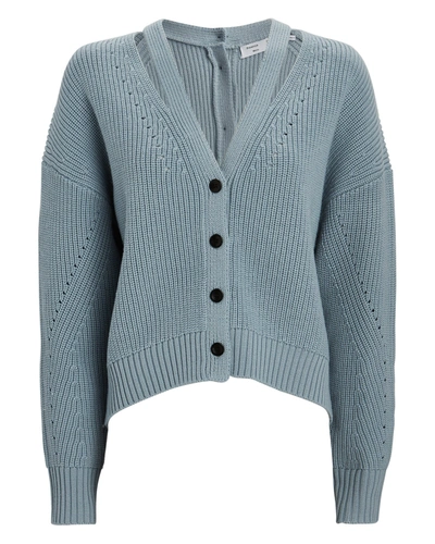Shop Proenza Schouler White Label Wool Cut-out V-neck Cardigan In Blue
