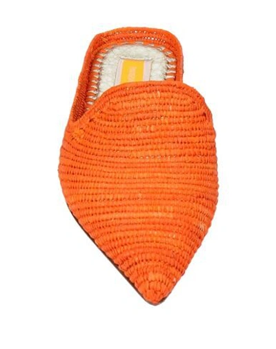 Patrizia Pepe Woman Mules & Clogs Orange Size 7 Natural Raffia In Orange