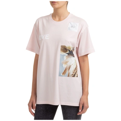 Shop Burberry Women's T-shirt Short Sleeve Crew Neck Round In Pink
