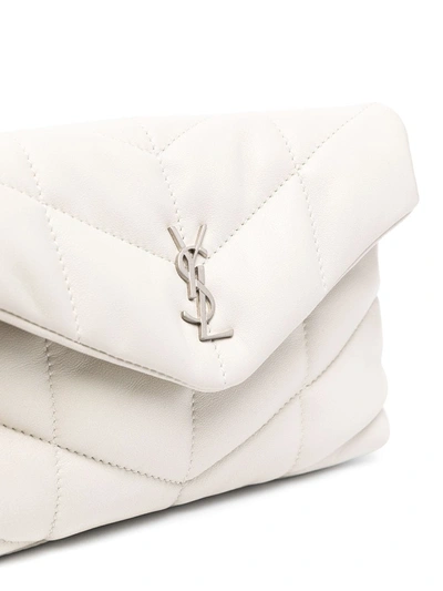 Shop Saint Laurent Puffer Pouch Bag In White