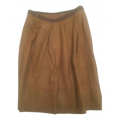 Pre-owned Humanoid Camel Leather Skirt