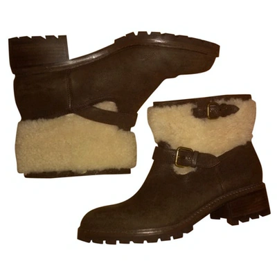 Pre-owned Coach Leather Ankle Boots In Brown