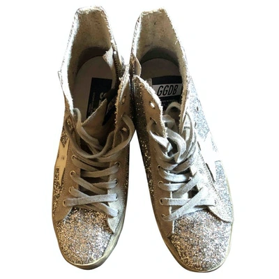 Pre-owned Golden Goose Francy Silver Glitter Trainers