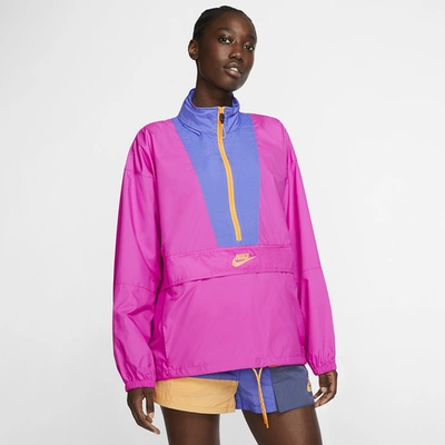 Shop Nike Womens  Icon Clash Low Jacket In Fire Pink/sapphire/laser Orange