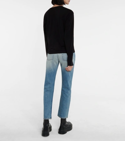The Row Gather Detail Crewneck Cotton Top In Black