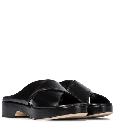 Shop By Far Iggy Leather Platform Sandals In Black