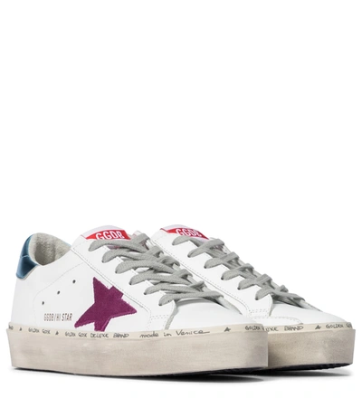 Shop Golden Goose Hi Star Leather Sneakers In White