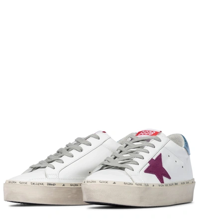 Shop Golden Goose Hi Star Leather Sneakers In White