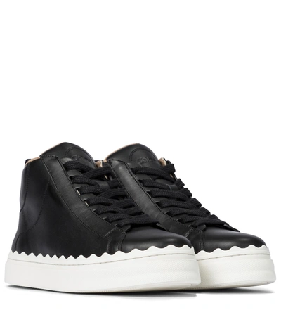 Shop Chloé Lauren Leather High-top Sneakers In Black