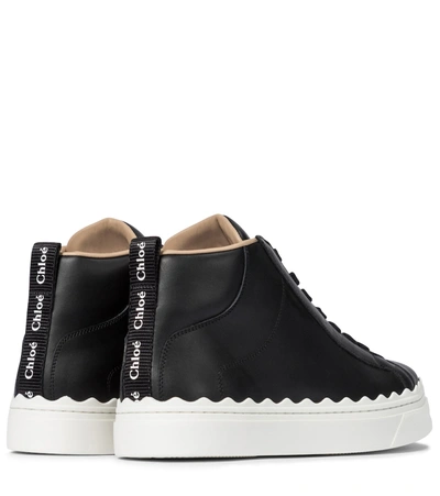 Shop Chloé Lauren Leather High-top Sneakers In Black