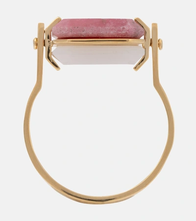 Aliita Deco Sandwich 9kt Gold Ring With Agate And Rhodonite In Not 