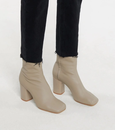 Shop Acne Studios Leather Ankle Boots In Beige