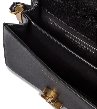 Saint Laurent Cassandra Mini Leather Shoulder Bag In Black