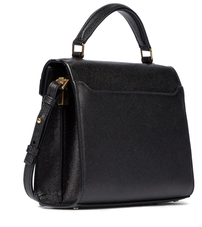Saint Laurent Cassandra Mini Leather Shoulder Bag In Black