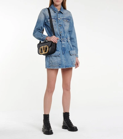 Shop Red Valentino Denim Playsuit In Blue