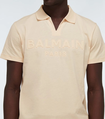 Shop Balmain Short-sleeved Polo Shirt In Beige