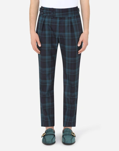 Shop Dolce & Gabbana Check Wool Pants In Multicolor