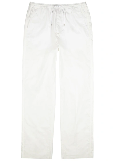 Shop Valentino White Straight-leg Cotton Trousers