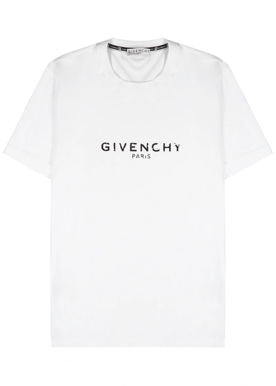 Shop Givenchy White Logo-print Cotton T-shirt