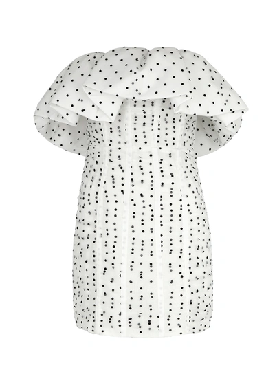 Shop Self-portrait White Polka-dot Tulle Mini Dress