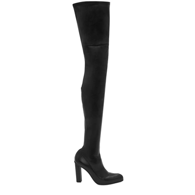 Shop Alexander Mcqueen 100 Black Leather Thigh-high Boots