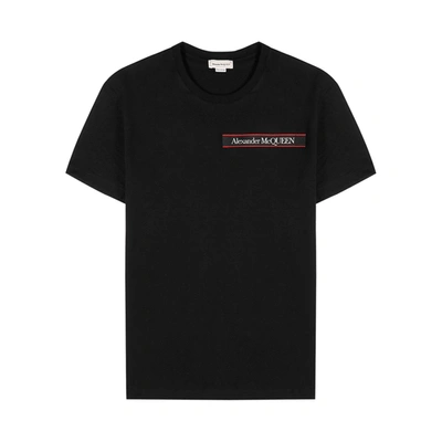 Shop Alexander Mcqueen Black Logo-appliquéd Cotton T-shirt