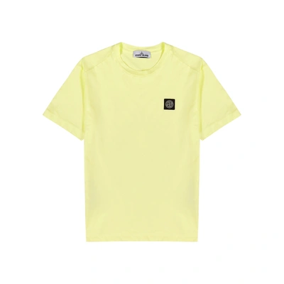 Shop Stone Island Yellow Cotton T-shirt