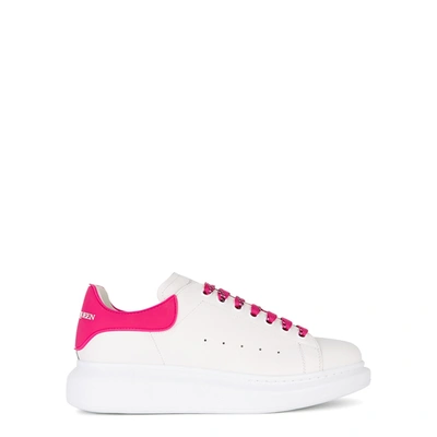 Shop Alexander Mcqueen Oversized White Leather Sneakers