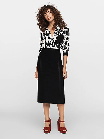 Shop Diane Von Furstenberg Lorelei Two Crepe Shirt In Mantras Ivory/black