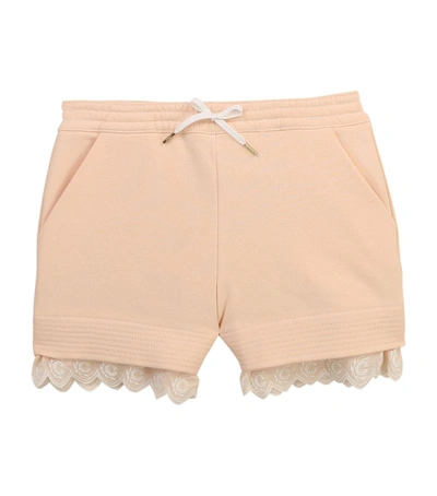 Shop Chloé Cotton-rich Scallop-trim Shorts (2-14 Years)