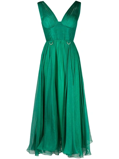Shop Maria Lucia Hohan Sorena Lace-up Midi Dress In Green