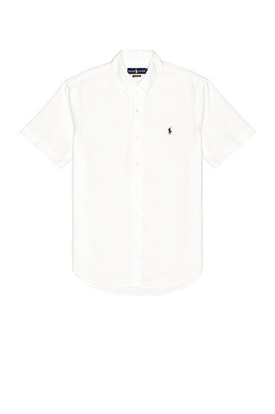 Shop Polo Ralph Lauren Short Sleeve Oxford Shirt In White